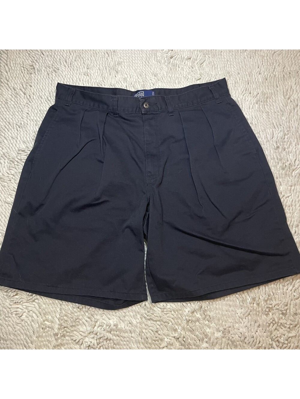 Vintage Polo Ralph Lauren Tyler Shorts Men's 36 Black Pleated Chino Preppy